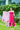 Hot pink embroidered kurta set with palazzo and dupatta